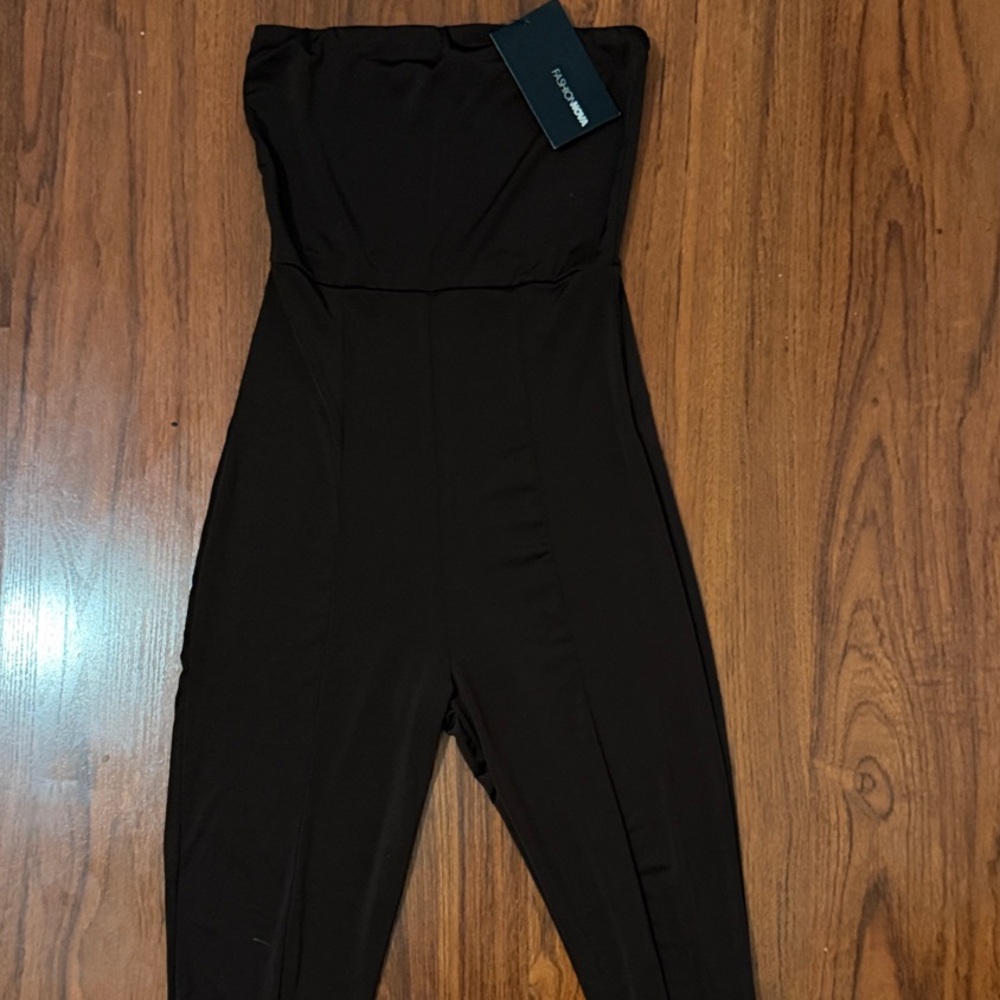 Elegant Brown Strapless Jumpsuit